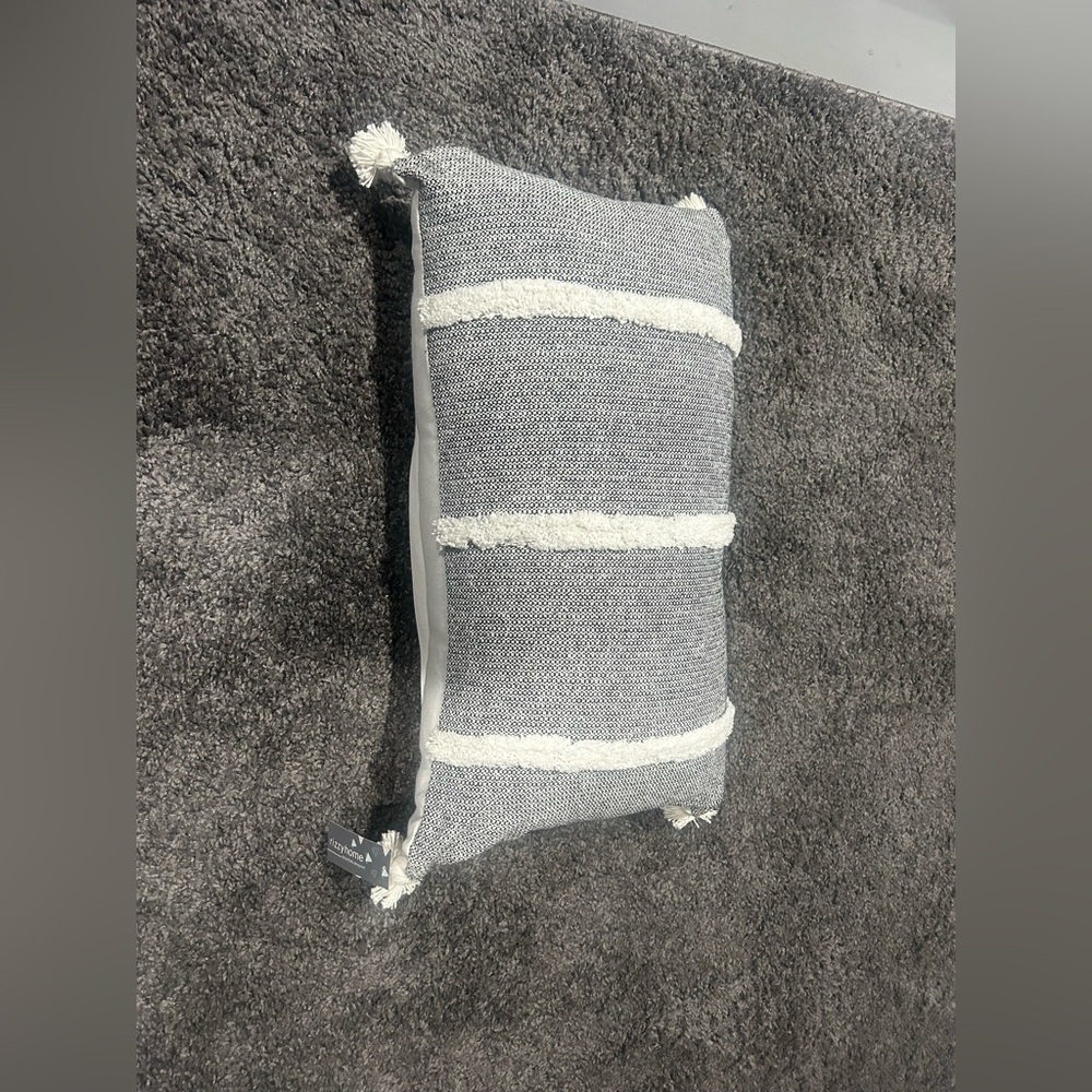 NEW Black and White Textured Throw Pillow